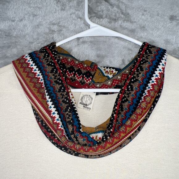Sun & Moon Sz M HIPPIE Boho Funk Cowl Neck Monk Tunic Shirt Top JERSEY Artsy - Picture 2 of 8